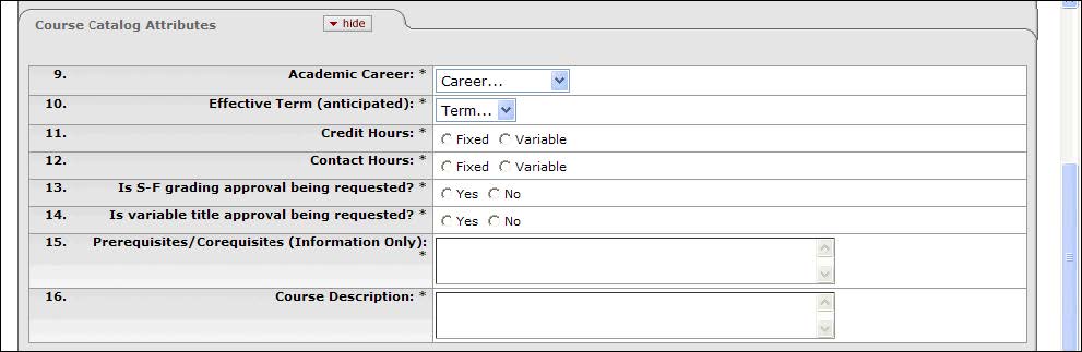 Course Catalog Attributes